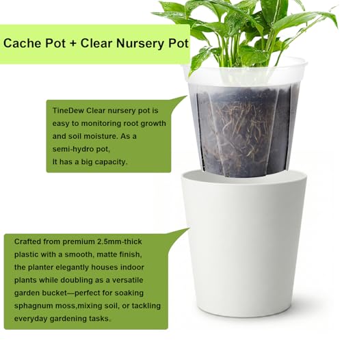 4 pack of 7in & 5in Double-Layer Self watering Pot with clear insert,white - color: White, size: 7in+5in