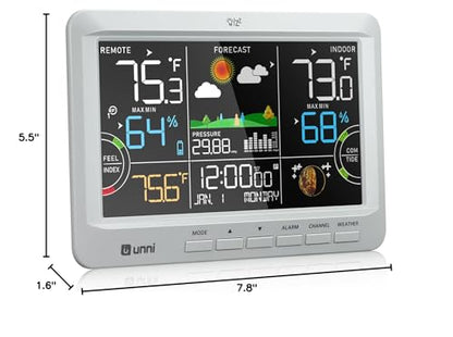 Weather Station Indoor Outdoor Thermometer Wireless Atomic Clock Grey - color: Grey