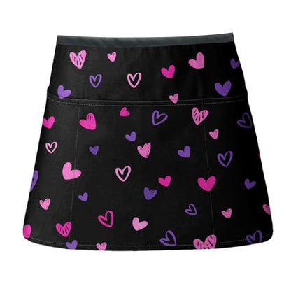 WIRESTER Unisex Waitress Apron for Servers, Half Waist Apron With 3 Pockets for Kitchen Cooking Restaurant Teacher Gardening - color: Purple Pink Hearts Pattern