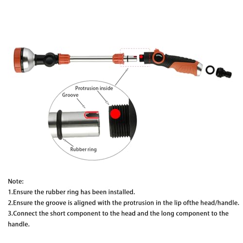 17.5" Garden Watering Wand, 8 Spray Patterns Hose Nozzle，Fits Garden Hose