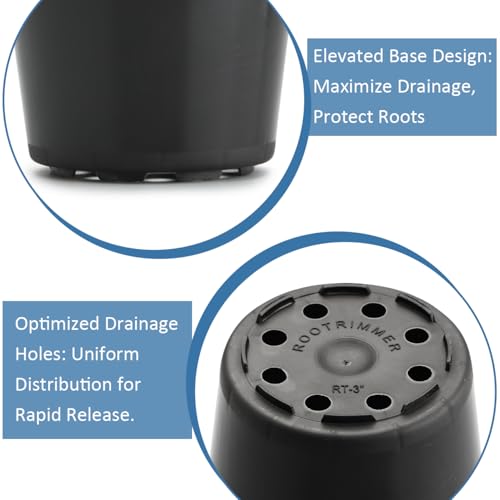 50 Pack 3 Inch Plastic Nursery Pots with Drainage &Raised Base Seed Starter - color: Black, size: 3"-50P