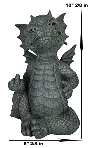 Ebros Keep Off Flip The Bird Rude Baby Dragon Sitting Statue 10" H Fairy Garden Faux Stone Resin Finish Guest Greeter Figurine - color: Flip the Bird Keep Off