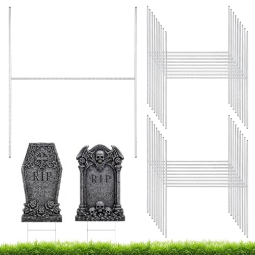 18Pcs Halloween Metal Stakes,Heavy Duty H-Shaped Tombstone Stakes for Yard