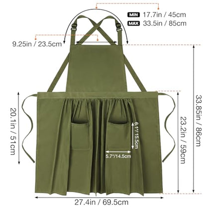 Cross Back Pinafore Apron Dress for Women, Olive Green Garden Apron