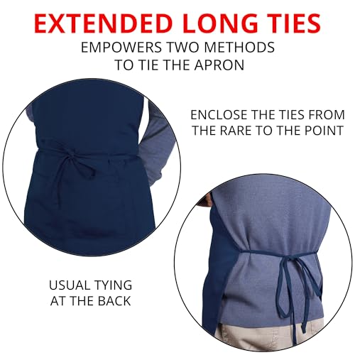 Utopia Kitchen Bib Aprons 10 Pack Adjustable With 2 Pockets - color: Navy