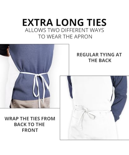 Utopia Kitchen Bib Aprons 2 Pack Adjustable With 2 Pockets - color: White