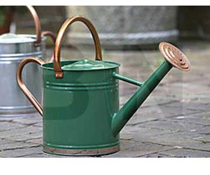Gardman 8327 Hunter Green Galvanized Steel Watering Can with Copper Accents, 1-Gallon