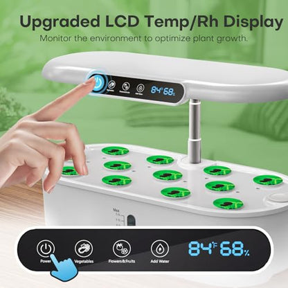 Ahopegarden Hydroponics Growing System: 12 Pods with Smart Env.Detection - color: White