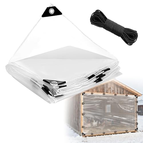 6x8ft Anti-Tear Clear Tarp Waterproof, 5 mil, Windproof & Snowproof - size: 6 x 8 ft