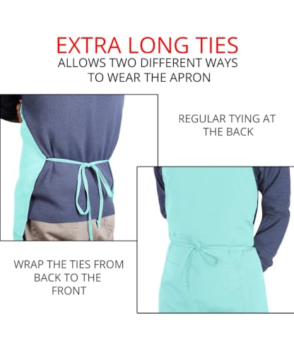 Utopia Kitchen Bib Aprons 2 Pack Adjustable With 2 Pockets - color: Aqua