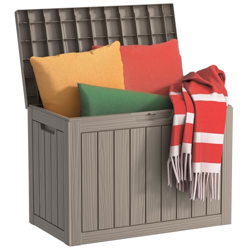 DRATO 45 Gallon Waterproof Deck Boxes, Outdoor Storage Box, Grey - color: Grey, size: 45 Gallon
