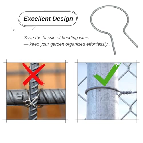 150 Pack - 1 5/8" Chain Link Fence Ties 11 Gauge Galvanized Steel Twist for Securing Fences on Farms/Ranches/Gardens