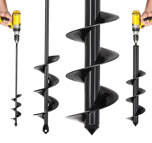 2 Pack Auger Drill Bit 1.6" x 16.5" & 3.5" x 16" Garden Auger Spiral Drill Bit,Bulb Auger for Cordless Drill,Drill Auger Bit for Planting,Garden Auger for 3/8" Hex Driver Drill - size: 1.6" x 16.5" & 3.5" x 16"