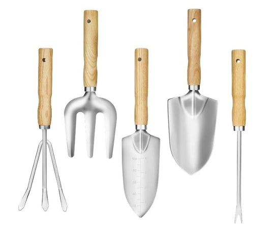 5-Piece Garden Tool Set - Heavy Duty Stainless Steel with Ergonomic Handles, Rust-Proof for Planting & Weeding, Ideal Gardening Gift for Women(Gift Box Included)
