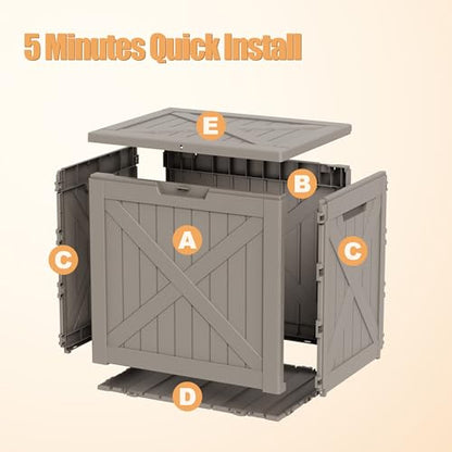 35 Gallon Waterproof Deck Box Bench, Outdoor Lock Toy Storage Bins