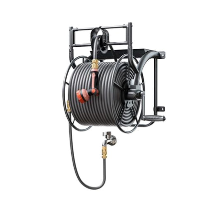 Metal Wall Mounted Garden Hose Reel Holds 150 ft 5/8" or 230 ft 1/2" Hose