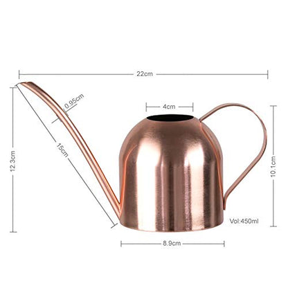 Rose Gold Watering Can for Indoor Plants, 450ml/15oz - size: Rose Gold 15 oz