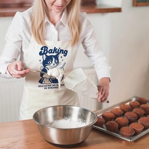 Sourdough Apron Gifts for Bakers, Adjustable Apron, Gifts for Bread Bakers, Perfect for Baking Cooking - color: Funny Cat-3
