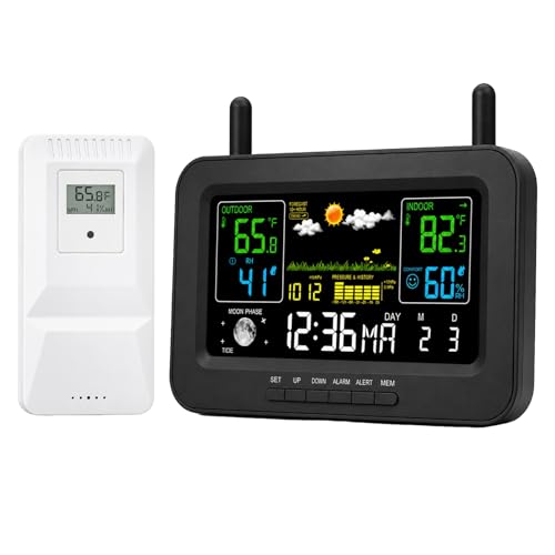 eMylo Wireless Weather Station with Remote Sensor Color Display Thermometer