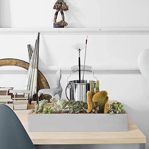 14.5-Inch Grey Rectangle Concrete Succulent Planter Windowsill Boxes - size: Small