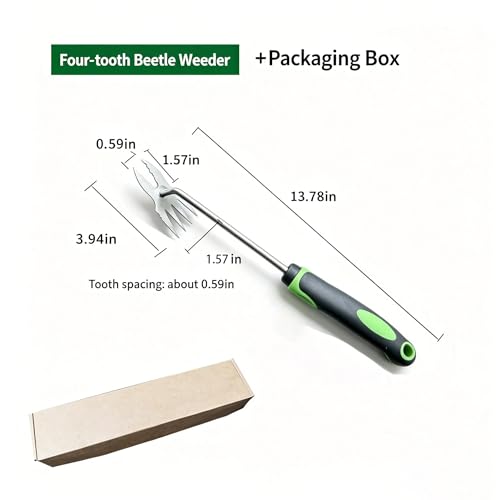 Stainless Steel Weeding Rake Heavy Duty Comfort Grip Gardening Tool for Root Weed Removal