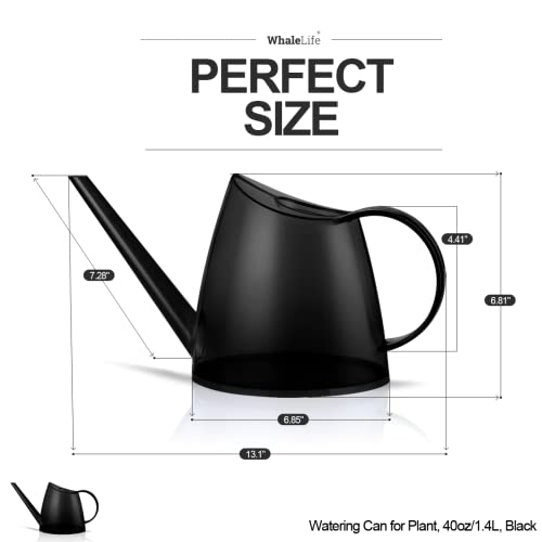 Small Indoor Plant Watering Can Long Spout 1.4L Black - color: Black