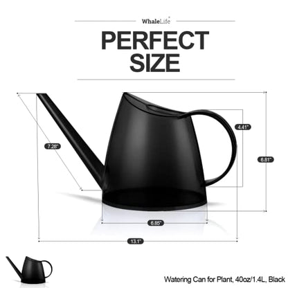 Small Indoor Plant Watering Can Long Spout 1.4L Black - color: Black