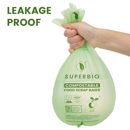 SUPERBIO 2.6 Gallon Compostable Food Waste Bags, 100 Count, 1 Pack - color: 2.6 Gallon Flat Top, 100 Count