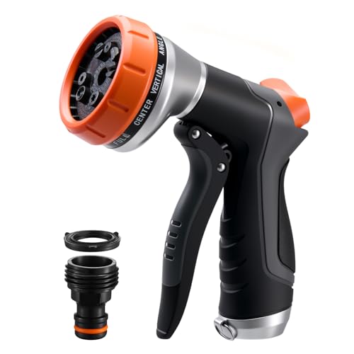 Garden Hose Nozzles,Water Hose Spray Nozzle with Water Volume Control Valve - color: Orange&Black