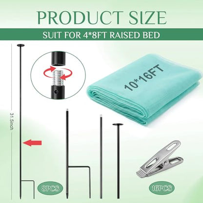 Metal Garden Netting Kit, 16.4 x 9.84 ft, Green