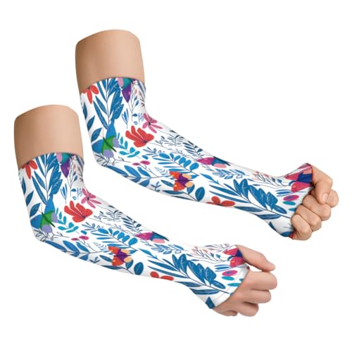 1 Pair Gardening Sleeves Farmers Sun Protection Cooling Arm Sleeves Cover Arms for Women Men Garden Outdoor Sports - color: Blue & Red
