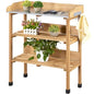 Yaheetech Potting Bench Outdoor Console Table w/3-Tier Storage,Natural Wood - color: Natural Wood