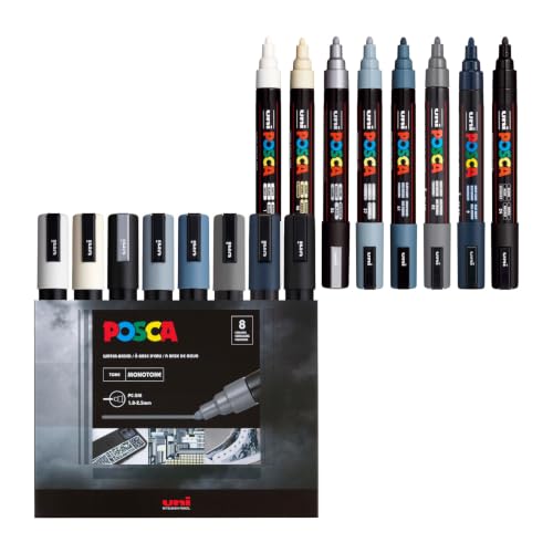 POSCA® PC-5M Water-Based Acrylic Paint Markers, Medium Tip, 8 Count - color: Mono