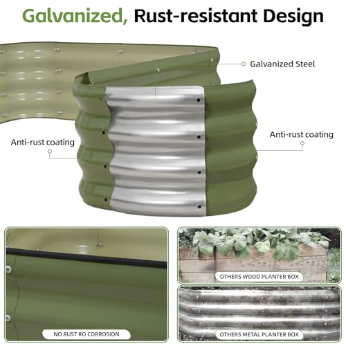 6-in-1 Modular Raised Garden Bed-8x3x1ft Adjustable 6 Sizes - color: Green, size: 8×3×1FT