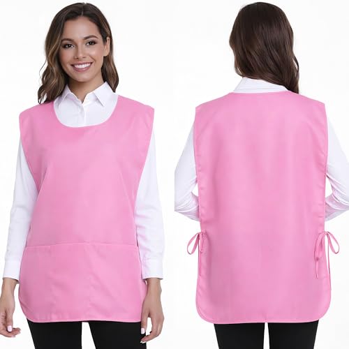 Xeoxarel Unisex Cobbler Apron with 3 Deep Pockets, Smock Vest Apron - color: 1 Pack - Pink