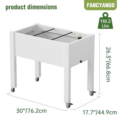 Fancyango Raised Garden Bed with Wheels 26.3" H -Ashen - color: Ashen, size: 26.3"H
