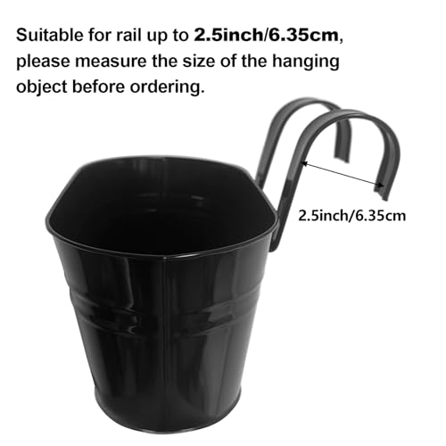Hanging Planters, 10.6" Metal Railing Planters for Outdoor Plants, 4pcs - color: 4x Black
