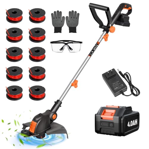 Electric Weed Wacker Eater Cordless Battery Powered String Trimmer Whacker - color: black and orange