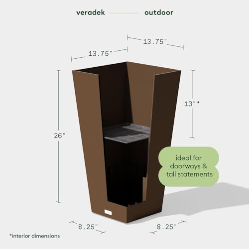 Veradek Pure Series Taper Planter & Drip Tray - Tapered Planter with Shelf - color: Espresso, size: 26 inch - 2 pack with saucers