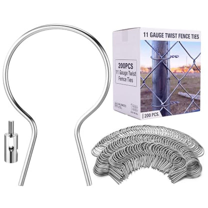 200 Pcs 11 Gauge Twist Fence Ties for 2-7/8'' OD Posts with Drill Chuck - size: 2-7/8''