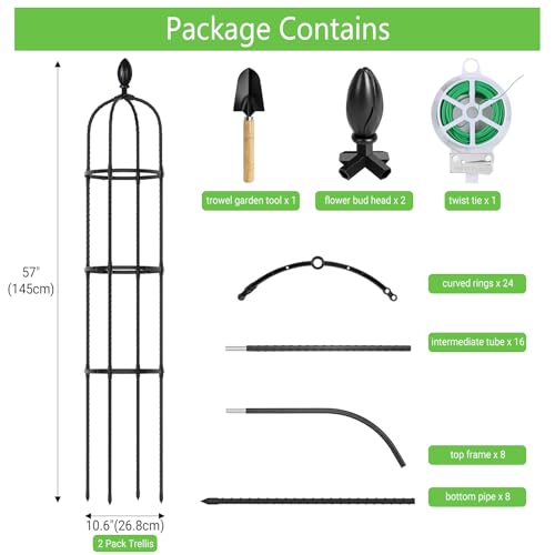 2 Pack 5Ft Tall Garden Obelisk Trellis for Climbing Plants Outdoor - size: 5 Ft（2Pcs）