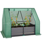 Outsunny 4 x 3ft Metal Planter Box with Mini Greenhouse, Green/Dark Gray - color: Green and Dark Gray