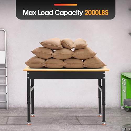 Antifir 48 * 20'' Adjustable Workbench, Heavy Duty Workstation - size: Rubber Pad|48"