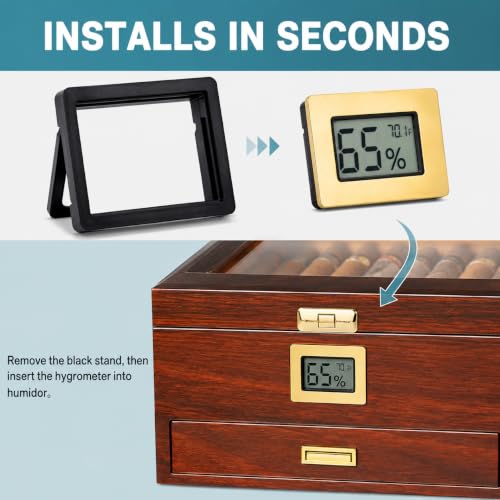 2-in-1 Digital Hygrometer Thermometer for Humidors, Gold