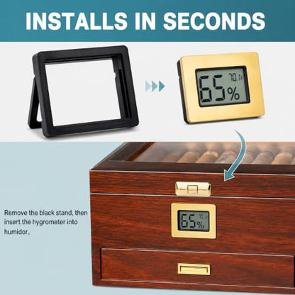 2-in-1 Digital Hygrometer Thermometer for Humidors, Gold