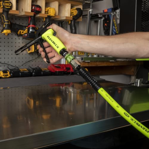 Flexzilla Air Compressor Hose, 3/8 in. x 100 ft., 1/4 in. MNPT Fittings, No-Kink, All Weather, Lightweight, Premium Hybrid Polymer, 300 PSI, ZillaGreen - size: 100ft, style: 3/8"