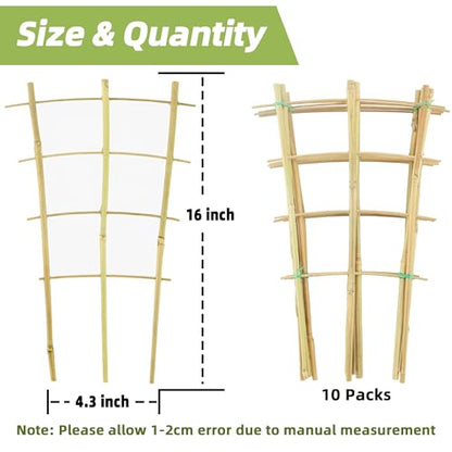 5 Pack 16" Bamboo Trellis for Climbing Plants, Fan-Shaped Plant Support - size: 16 Inch