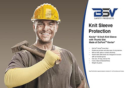 BSV Kevlar Arm Protection Sleeves with Thumb Hole - Cut, Scratch, Bite and Heat-Resistant - Unisex, 18", 1 Pair - color: Yellow