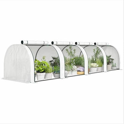 Outsunny 13' x 3' x 2.5' Mini Greenhouse Portable Tunnel Green House White - color: White, size: 13' x 3' x 2.5'