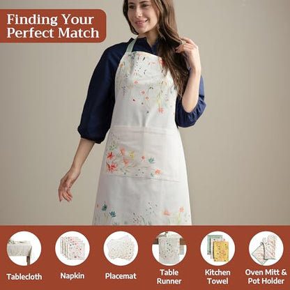Maison d' Hermine Aprons for women with Pocket 100% Cotton (27.50"x31.50") - color: 001 - Colmar